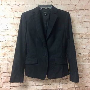 Ann Taylor Black Pin Striped Wool Blazer Jacket